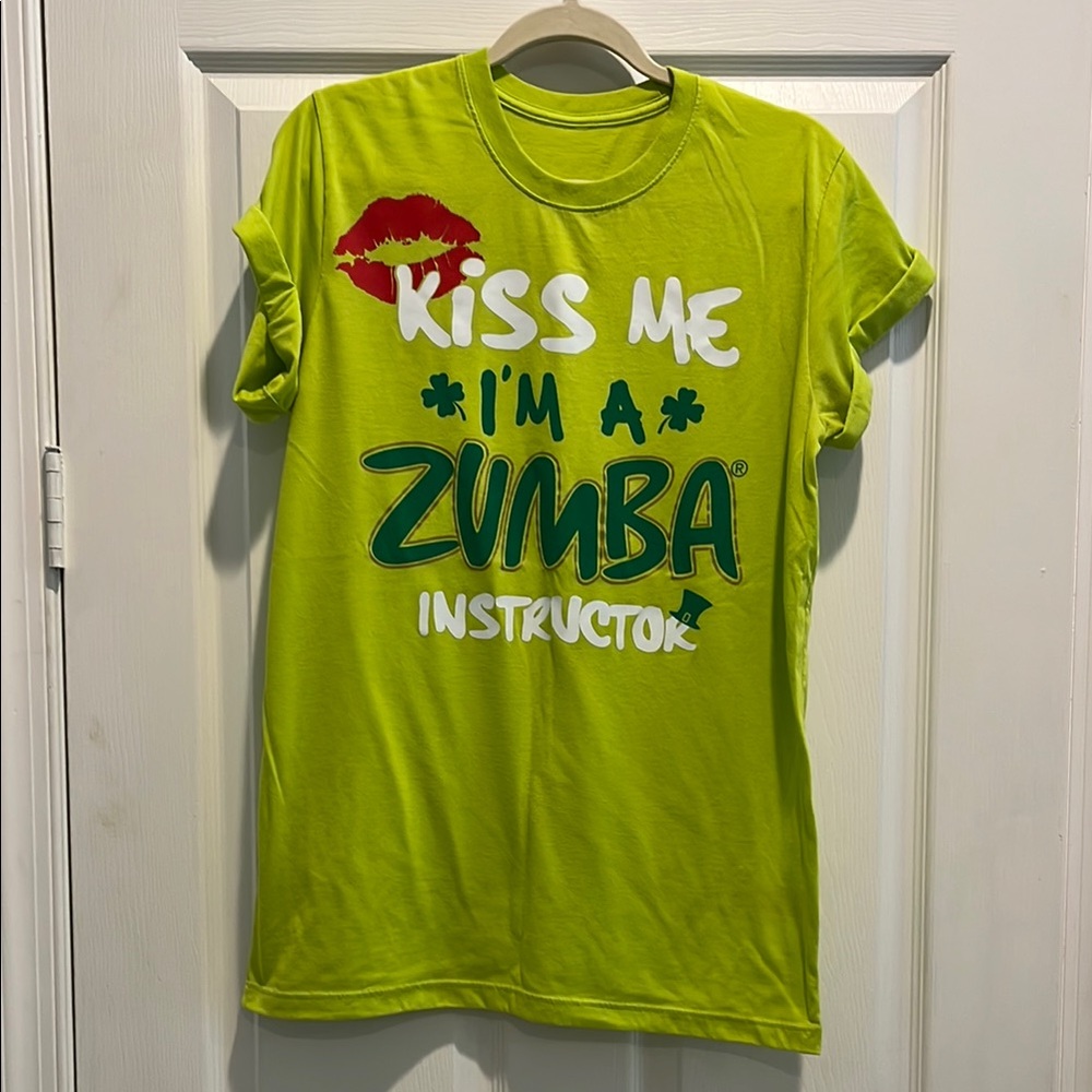 Zumba Fitness Lime Green 'Kiss Me I'm a Zumba Instructor' Tee